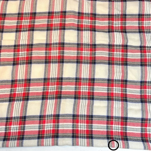 Talbots Heavy & Warm Plaid Scarf Cream, Red and Navy, [75” x 28.5”] - Picture 7 of 8